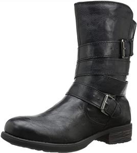 Rampage Women's Islet Motorcycle Buckle Mid Calf Low heel Boot