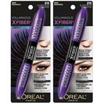 L'Oreal Paris Voluminous X Fiber Waterproof Mascara, Blackest Black, 2 count