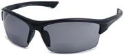 The Foster Bifocal Sun Reader Sport and Wrap Around Reading Sunglasses, Unisex Half Frame Readers for Men and Women in Black +2.00 (Microfiber Pouch Included)