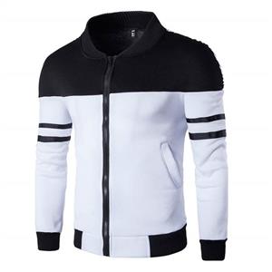 Men's Autumn Winter Casual Coat, Outdoor Sportswear Striped Zipper Patchwork Jacket Tops Blouse Plus Size