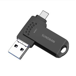 USB Type C 128GB USB 3.0 Flash Drive Memory Stick 3in1 USB-A Micro USB Dual Plug and USB C Flash Drive SUNSWAN Apply to New MacBook Type C Interface Android and Computer(AZ-Black128G) 
