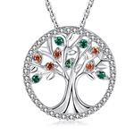 MEGA CREATIVE JEWELRY Family Tree of Life 925 Sterling Silver Pendant Necklace Earrings Crystal from Swarovski 