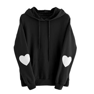 Women Teen Girl Cute Heart Print Hoodie Sweatshirt Plus Size Loose Long Sleeve Tunic Tops Pullover 