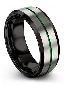 Chroma Color Collection Tungsten Carbide Wedding Band Ring 8mm for Men Women Green Red Blue Purple Black Center Line Grey Exterior Bevel Edge Brushed Polished 