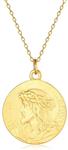 Gold Coin Pendant Necklaces,18K Gold Filled Disc Dainty Ancient Figure Engraved Handmade Circle Tiny Lucky Special Coin Necklaces Jewelry Gift for Women