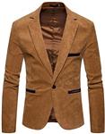 haoricu Men's Autumn Winter Casual Corduroy Suit Jacket Blazer Slim Fit Long Sleeve Coat Top