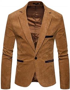 haoricu Men's Autumn Winter Casual Corduroy Suit Jacket Blazer Slim Fit Long Sleeve Coat Top 