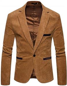 haoricu Men's Autumn Winter Casual Corduroy Suit Jacket Blazer Slim Fit Long Sleeve Coat Top