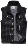 Only Faith Men's Black Jeans Vest Fashion Sleeveless Denim Jacket with Holes