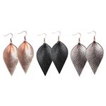 Me&Hz Genuine Leather Earrings Set Teardrop Petal Leaf Leather Dangle Earrings Leather Drop Earring for Women Girls, S/M/L