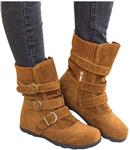 Women's Winter Snow Boots Zipper Buckles Strap Warm Ankle Mid Flat Boot