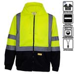 New York Hi-Viz Workwear H9012 Men's ANSI Class 3 High Visibility Class 3 Sweatshirt, Full Zip Hooded, Lightweight, Black Bottom (X-Large)