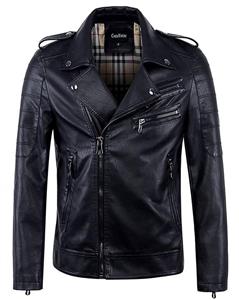 chouyatou Men's Vintage Asymmetric Zip Lightweight Faux Leather Biker Jacket