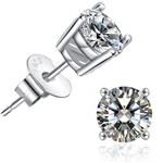 Brilliant Cut CZ Stud Earrings – 18K Gold Plated Stud Earrings for Women Men Ear Piercing Earrings Cubic Zirconia Inlaid,4-7mm Available