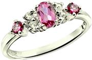 RB Gems Sterling Silver 925 Ring Genuine Gemstone (Emerald, Pink Tourmaline, Ruby) Rhodium-Plated Finish