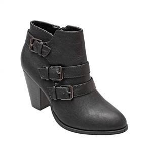 Forever Women's Buckle Strap Block Heel Ankle Booties