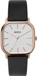 BREDA Men's 'Visser' 1728a Silver and Black Leather Strap Watch, 35MM