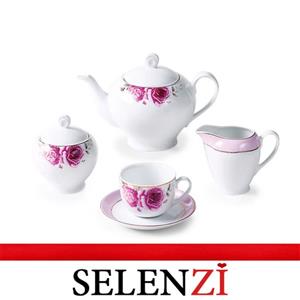 سرویس چینی 17 پارچه چای خوری چینی زرین ایران سری ایتالیا اف مدل رز فلاور درجه عالی Zarin Iran Italy F Rose Flower 17 Pieces Porcelain Tea Set Top Grade
