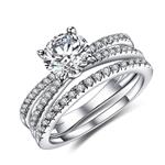 Vibrille Women's Created Diamond Engagement Wedding Ring Bridal Sets in Sterling Silver