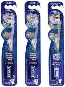 مسواک اورال-بی مدل ۳D White با برس medium Oral-B 3D White Glamorous Manual Toothbrush with Medium Bristles (Pack of 72)