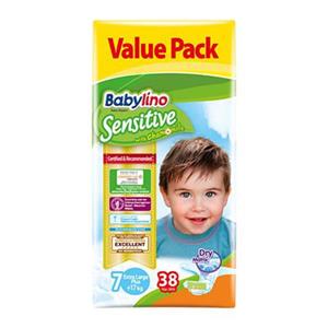 پوشک کامل بچه سایز 7 اکونومی Babylino بیبی لینو سنسیتیو Baby Lino Value Pack Size 7 Diaper Pack of 38