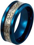 Men's 8mm Luminous Effect Rings Stainless Steel Dragon Pattern Band Ring Women Glow in The Dark