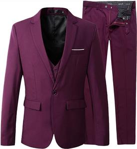 Beninos Men's Slim Fit Suit Blazer Jacket Tux Vest Pants 3 Pieces Suit Set 