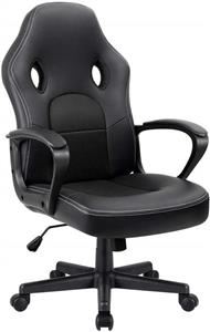 Furmax Office Chair Desk Leather Gaming Chair, High Back Ergonomic Adjustable Racing Chair,Task Swivel Executive Computer Chair Headrest and Lumbar Support (Black) 