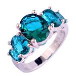 Psiroy 925 Sterling Silver Created Blue Topaz Filled 5 Stone Engagement Ring Band