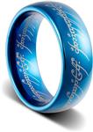 TUSEN JEWELRY Magic 8mm High Polished Blue Tungsten Carbide Ring Wedding Band for Men and Women