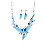 HOOPEN Women Pendant Butterfly Necklace Earrings Set Fashion Chain Jewelry