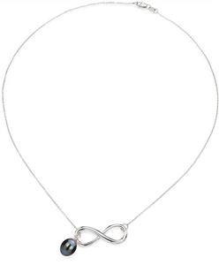 La Regis Jewelry Infinity Chain Necklace with 8-8.5mm Long Shape Freshwater Cultured Pearl, 18 