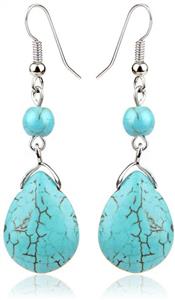 Prime Sale Day Deals Sale Offers 2019-ValentoriaSimple Elegant Silver Plated Fishhook Small Bead Teardrop Rimous Turquoise Dangle Drop Earrings Gift for Women Girls (Blue) 