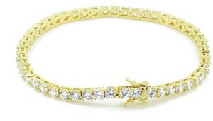 Bling Bling NY New 1 Row Tennis Necklace/Bracelet 14k Gold Finish Lab Created Diamonds 3MM Solitaires