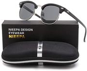 NIEEPA Semi Rimless Polarized Sunglasses Classic Metal Retro Rivets Sun Glasses