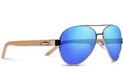 TREEHUT Wooden Bamboo Sunglasses Temples Classic Top Gun Retro Metal Frame Top Gun Wood Sunglasses