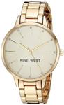 Nine West Women's  Crystal Accented Gold-Tone Bracelet Watch