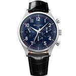 William L. 1985 WLAC03BUCN Men's Calendar Vintage Style Blue Dial Black Leather Strap Watch