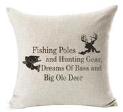 Nordic simple Sayings fishing pole and hunting gear deer elk Cotton Linen Square Throw Waist Pillow Case Decorative Cushion Cover Pillowcase Sofa 18