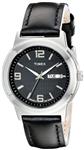 Timex Men's T2E561 Bank Street Black Leather Strap Watch
