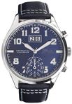 Daniel Steiger Genesis Perpetual Calendar Navy Blue Dial Men's Watch - Quartz Perpetual Calendar Movement with Chronograph - 100M Water Resistant - Rugged Stitched Blue Leather Band