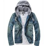 Allonly Men's Denim Removable Hoodie Long Sleeve Casual Jacket Slim Fit Outwear