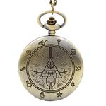 Vintage Bill Cipher Quartz Pocket Watch Analog Pendant Necklace Mens Womens Watches Chain Gift