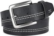 Men’s Top Grain white stitch one piece leather Belt, Snap buckle,1.5