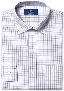 Amazon Brand BUTTONED DOWN Men's Classic Fit Check Dress Shirt Supima Cotton Non Iron 