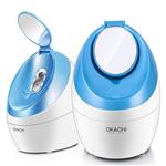 Facial Steamer Nano Ionic Hot Steam For Face Personal Sauna Spa Quality Moisturizing Face Sprayer Open Pores Blackheads Removal Clear Mini Home Humidifier with Makeup Mirror (Blue)