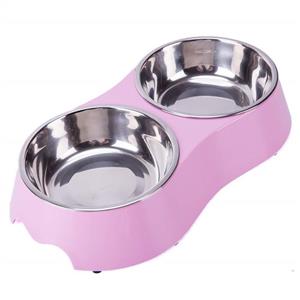 KLASKWARE Stainless Steel Pet Bowl,Double Small Dog Bowl with Non-Skid Rubber Feet, Food Water Dish Feeder for Dogs Cats and Pets 