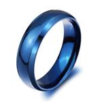 Glupez Classic Flat Polished Blue Titanium Steel Wedding Band Ring 6mm Width Size 11