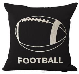 Queen's designer Cotton Linen Square Decorative Throw Pillow Case Cushion Cover Retro Vintage Black Background Ball Sports American Football 18 