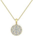 Cluster Diamond pendant necklace for women 14K Gold Halo Style 0.60 carat tw (I, I1)